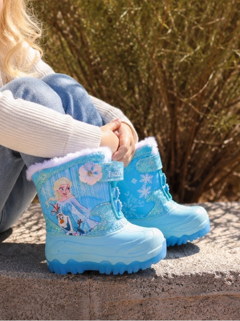 Disney Frozen Blue Kids Winter Boots with Elsa & Olaf